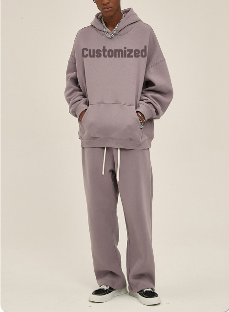 Customized Sweatsuit Fleece Oversized Blank Plain Tracksuits Men'S Hoodies Set