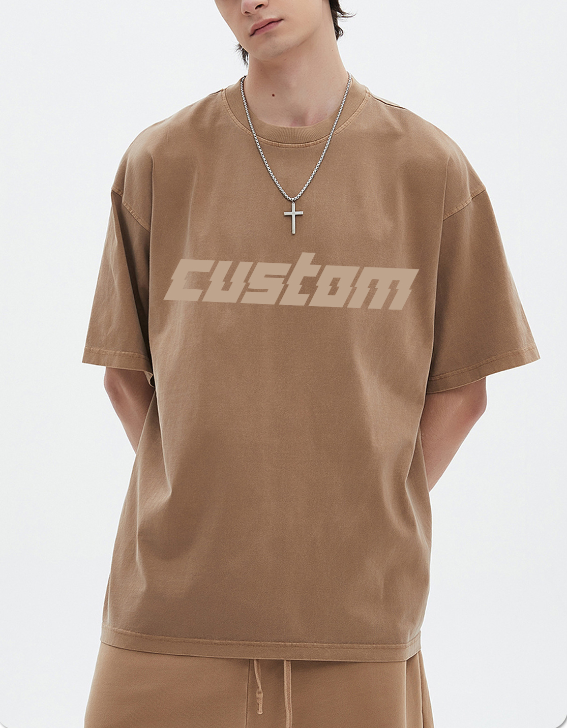 High Street Summer Outdoor Vintage Wholesale Custom Suit Wash Old Fashion T-Shirt Suit