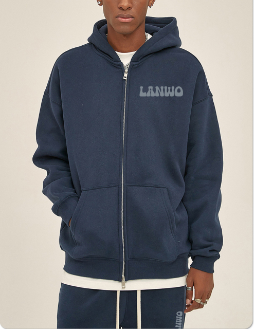 Odm/Oem Puls Size Men'S Hoodies Full Zip Up Custom Puff Printing Logo For Men Embroidery Pullover Zipper Men'S Hoodies Suit