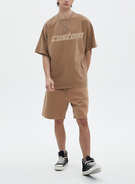 High Street Summer Outdoor Vintage Wholesale Custom Suit Wash Old Fashion T-Shirt Suit