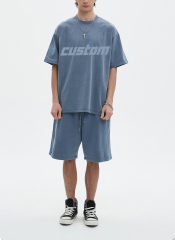 High Street Summer Outdoor Vintage Wholesale Custom Suit Wash Old Fashion T-Shirt Suit