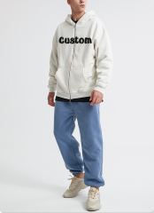 Cotton Streetwear Double Zippers Hoodie Trecksuit Set Heavyweight Oversized Drop Shoulder Blank Sweatshirt Custom Crop