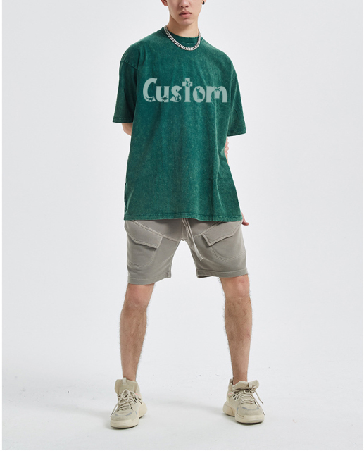 Custom Printing Logo Cotton Acid Washed Shirts Oversized Distressed Tshirt For Men Suit