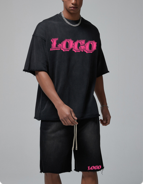 Custom Embroidery Oversize Tee Shirt Heavy 250gsm Cotton Streetwear Vintage Washed Premium Suede Thick Men Plain T-shirts Suit