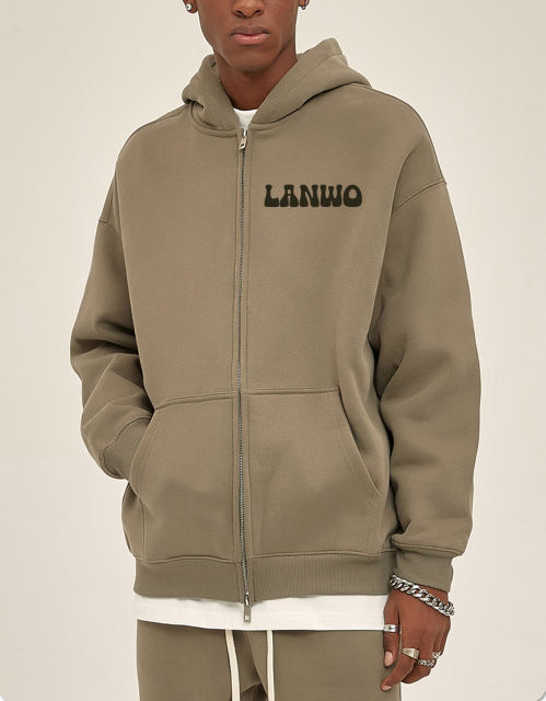 Odm/Oem Puls Size Men'S Hoodies Full Zip Up Custom Puff Printing Logo For Men Embroidery Pullover Zipper Men'S Hoodies Suit