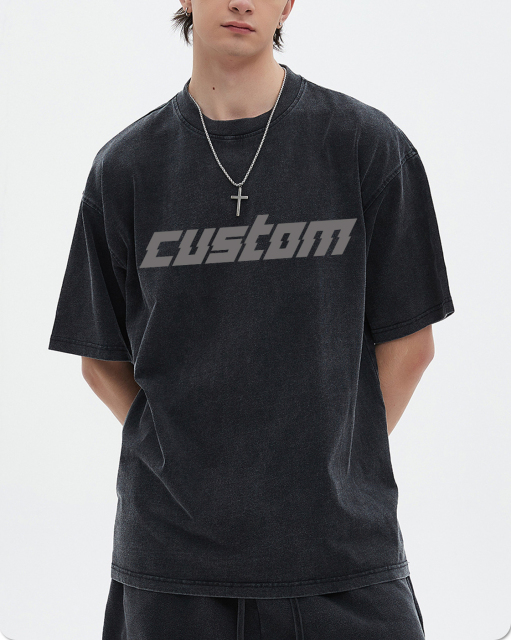 High Street Summer Outdoor Vintage Wholesale Custom Suit Wash Old Fashion T-Shirt Suit