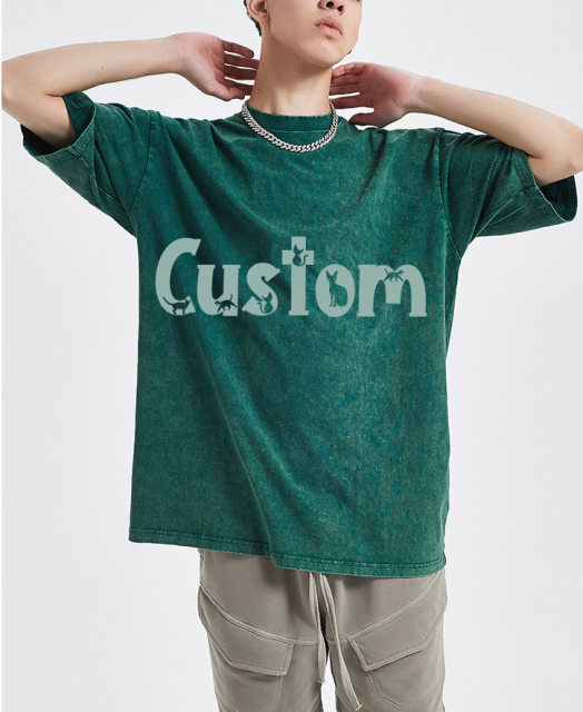 Custom Printing Logo Cotton Acid Washed Shirts Oversized Distressed Tshirt For Men Suit