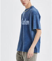 Custom Printing Logo Cotton Acid Washed Shirts Oversized Distressed Tshirt For Men Suit