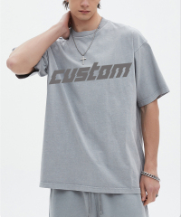 High Street Summer Outdoor Vintage Wholesale Custom Suit Wash Old Fashion T-Shirt Suit