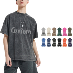 Custom Printing Logo Cotton Acid Washed Shirts Oversized Distressed Tshirt For Men Suit