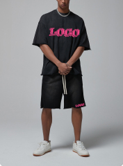 Custom Embroidery Oversize Tee Shirt Heavy 250gsm Cotton Streetwear Vintage Washed Premium Suede Thick Men Plain T-shirts Suit