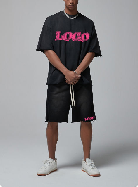 Custom Embroidery Oversize Tee Shirt Heavy 250gsm Cotton Streetwear Vintage Washed Premium Suede Thick Men Plain T-shirts Suit