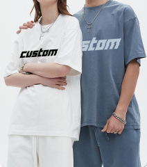 High Street Summer Outdoor Vintage Wholesale Custom Suit Wash Old Fashion T-Shirt Suit