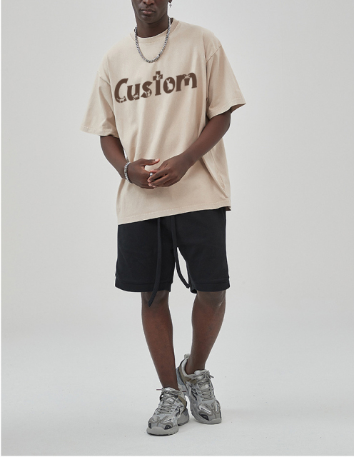 Custom Printing Logo Cotton Acid Washed Shirts Oversized Distressed Tshirt For Men Suit