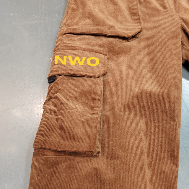 Custom Men Puff Print Casual Stack Heavyweight Cotton Zippered Cuffs Flared Jogger Cargo Pants Multi Pocket