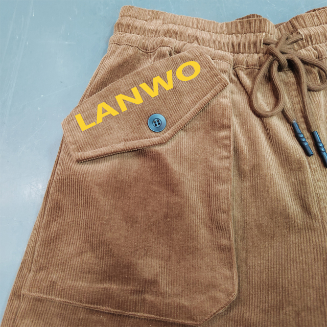 Custom Men Puff Print Casual Stack Heavyweight Cotton Zippered Cuffs Flared Jogger Cargo Pants Multi Pocket