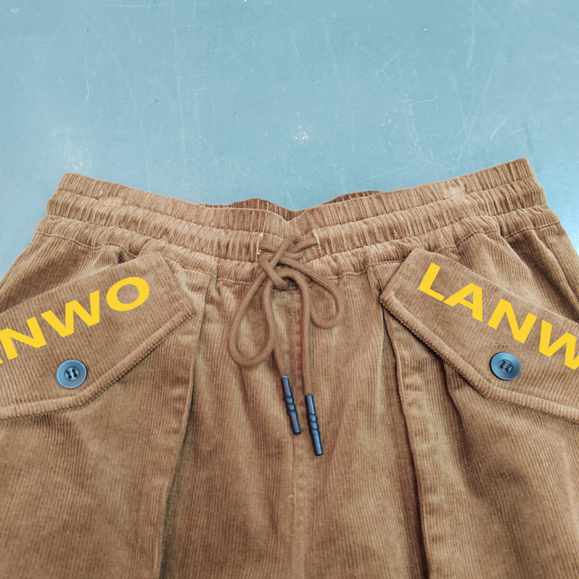 Custom Men Puff Print Casual Stack Heavyweight Cotton Zippered Cuffs Flared Jogger Cargo Pants Multi Pocket