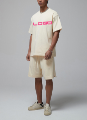 Wholesale 2024 Custom Tracksuit Polyester Jogging Sportswear Gym Solid Color 2 Piece Shorts Men Set