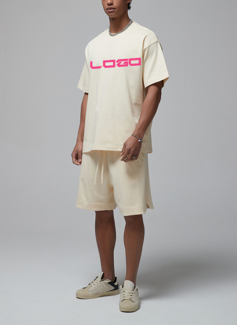 Wholesale 2024 Custom Tracksuit Polyester Jogging Sportswear Gym Solid Color 2 Piece Shorts Men Set