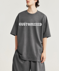 High Quality 100% Cotton Acid Wash T Shirt 250 Gsm Heavyweight Men Custom Blank Washed Vintage T Shirt