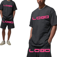 Wholesale 2024 Custom Tracksuit Polyester Jogging Sportswear Gym Solid Color 2 Piece Shorts Men Set