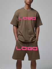 Wholesale 2024 Custom Tracksuit Polyester Jogging Sportswear Gym Solid Color 2 Piece Shorts Men Set