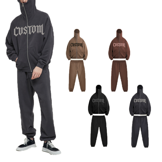 Custom Print Oversize Heavy Cotton Plain Color Screen Print Men Zip Up Hoodie