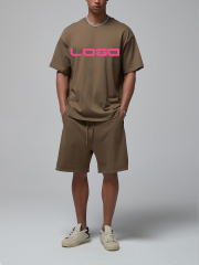 Wholesale 2024 Custom Tracksuit Polyester Jogging Sportswear Gym Solid Color 2 Piece Shorts Men Set