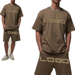 Wholesale 2024 Custom Tracksuit Polyester Jogging Sportswear Gym Solid Color 2 Piece Shorts Men Set