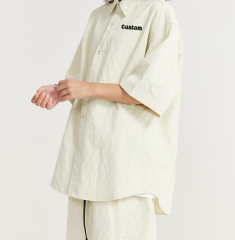 Men Fashion Lapel Plaid Shirt And Short Set 100% Nylon Summer Mens Suits Casual Solid Short Pants 2 Piece Sets