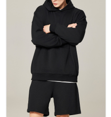 Factory Heavy Fleece Cropped No Strings Hoodies Custom Logo Tracksuit Sweatpants Work Out Casual Sport Wear Hoodies Set For Mens