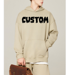 Factory Heavy Fleece Cropped No Strings Hoodies Custom Logo Tracksuit Sweatpants Work Out Casual Sport Wear Hoodies Set For Mens