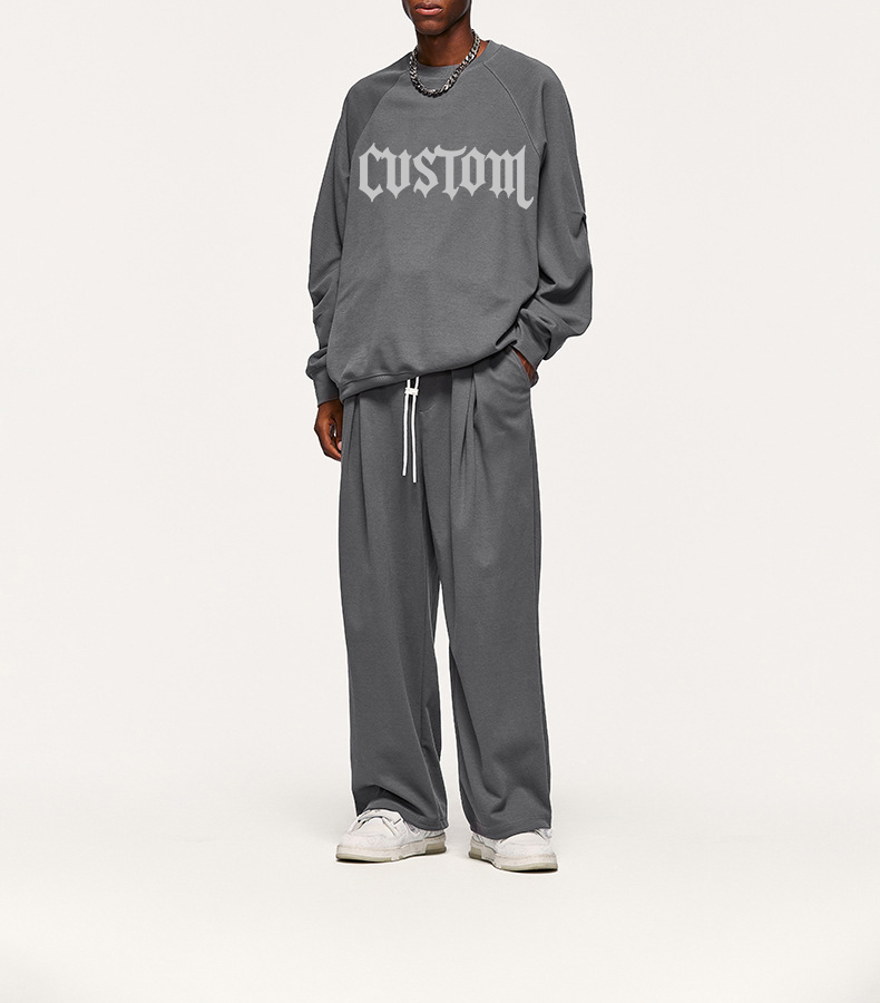 Custom Heavy Cotton Blank Street Wear Loose Vintage Acid Wash Tracksuit Sets Oversized Zipper Hoodie Pants Tracksuits Unisex Set