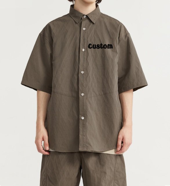 Men Fashion Lapel Plaid Shirt And Short Set 100% Nylon Summer Mens Suits Casual Solid Short Pants 2 Piece Sets