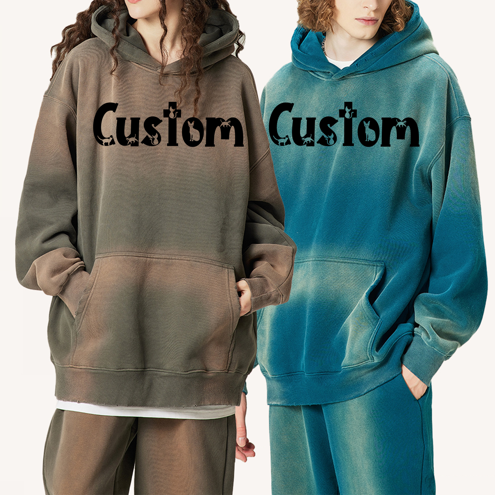 Custom Logo Printed 305gsm 100%Cotton Men'S Oversized Plain Drop Shoulder Tshirt Heavyweight Embossed Long Sleeve Unisex T Shirt