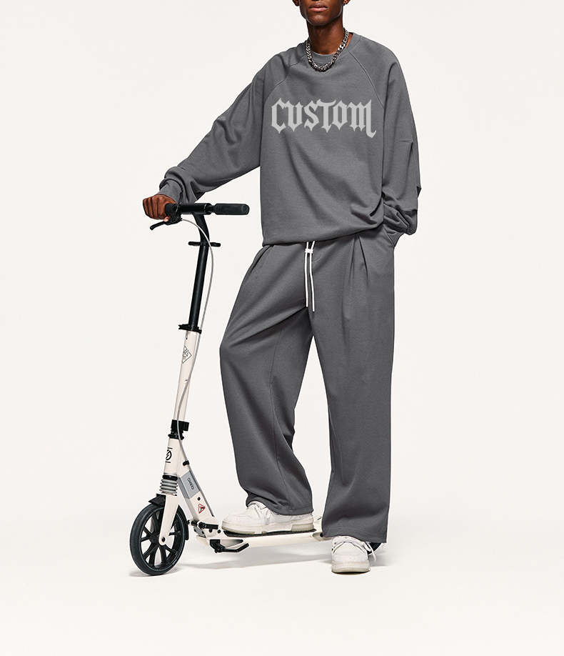 Custom Heavy Cotton Blank Street Wear Loose Vintage Acid Wash Tracksuit Sets Oversized Zipper Hoodie Pants Tracksuits Unisex Set