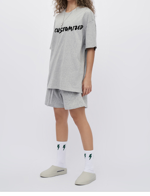 Custom Logo Printed 305gsm 100%Cotton Men'S Oversized Plain Drop Shoulder Tshirt Heavyweight Embossed Long Sleeve Unisex T Shirt