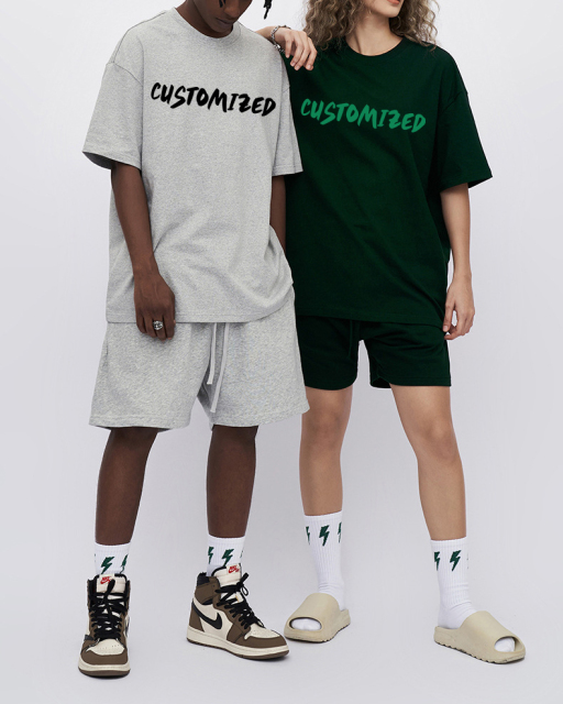 Custom Logo Printed 305gsm 100%Cotton Men'S Oversized Plain Drop Shoulder Tshirt Heavyweight Embossed Long Sleeve Unisex T Shirt