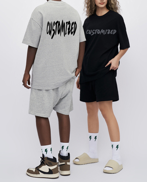 Custom Logo Printed 305gsm 100%Cotton Men'S Oversized Plain Drop Shoulder Tshirt Heavyweight Embossed Long Sleeve Unisex T Shirt