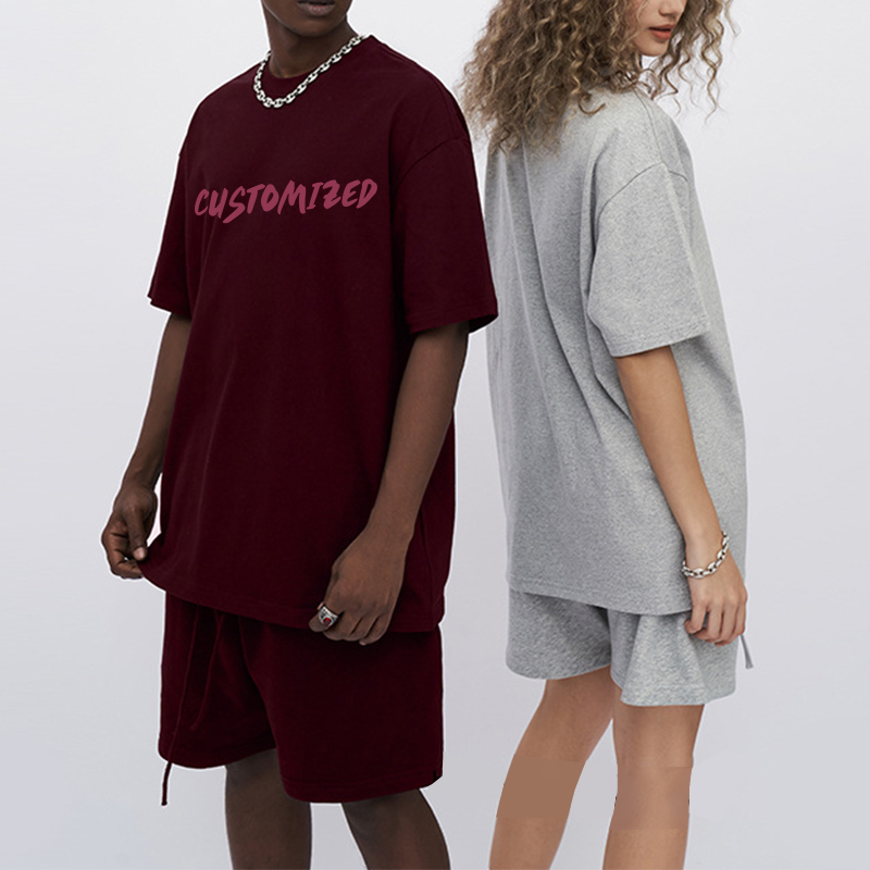 Custom Logo Printed 305gsm 100%Cotton Men'S Oversized Plain Drop Shoulder Tshirt Heavyweight Embossed Long Sleeve Unisex T Shirt