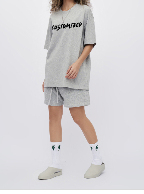 Custom Logo Printed 305gsm 100%Cotton Men'S Oversized Plain Drop Shoulder Tshirt Heavyweight Embossed Long Sleeve Unisex T Shirt