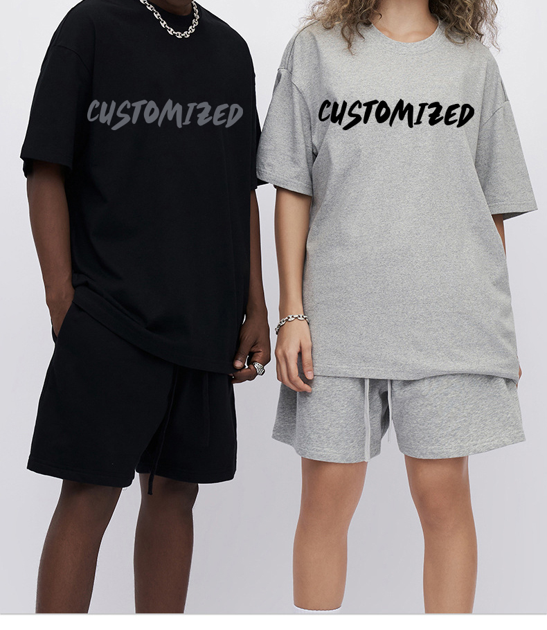 Custom Logo Printed 305gsm 100%Cotton Men'S Oversized Plain Drop Shoulder Tshirt Heavyweight Embossed Long Sleeve Unisex T Shirt