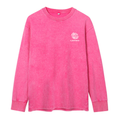 High quality manufacturer men's street fashion brand base shirt washed and worn to make old loose heavy cotton men's long sleeve T-shirt