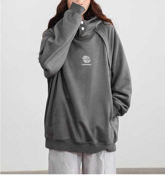 Spring 2024 Turtleneck American Suede warm hoodie Embroidered loose High street couple hoodie