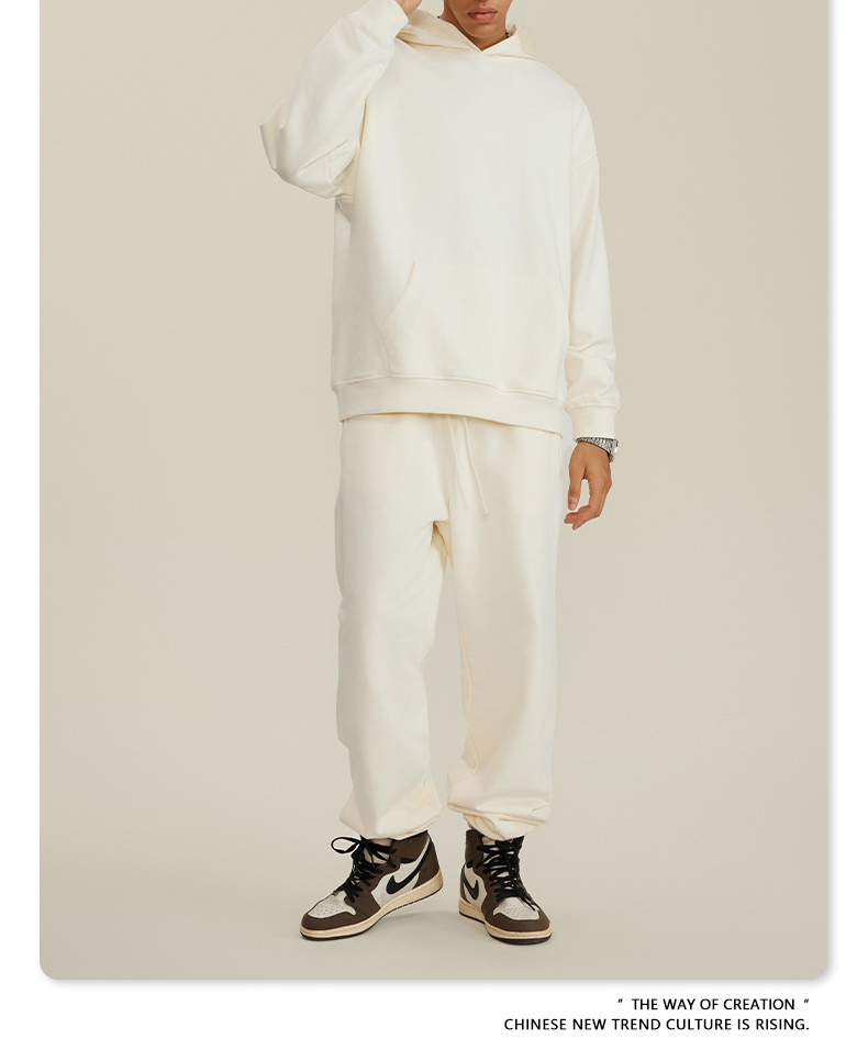 2024 heavy wool circle hoodie American fashion brand solid color male suit hoodie spring and autumn hoodie