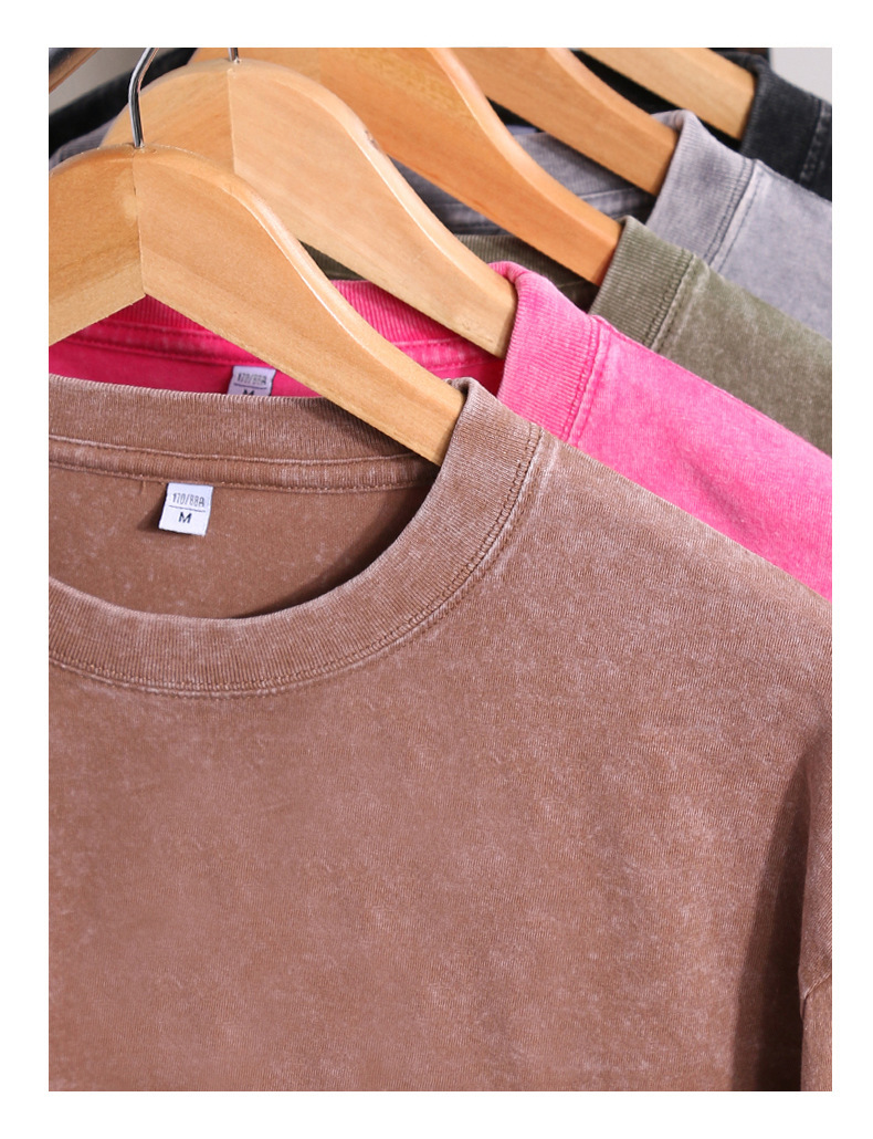 High quality manufacturer men's street fashion brand base shirt washed and worn to make old loose heavy cotton men's long sleeve T-shirt