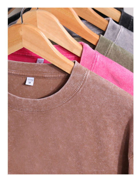 High quality manufacturer men's street fashion brand base shirt washed and worn to make old loose heavy cotton men's long sleeve T-shirt