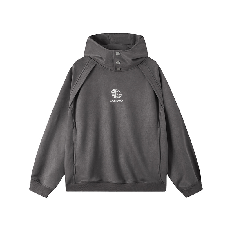 Spring 2024 Turtleneck American Suede warm hoodie Embroidered loose High street couple hoodie