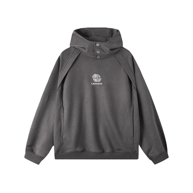 Spring 2024 Turtleneck American Suede warm hoodie Embroidered loose High street couple hoodie