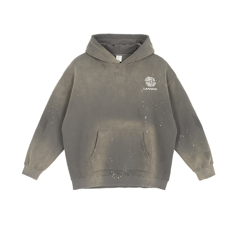 Custom High Quality Wash Made Old Plus Fleece Hoodie Dump Some Worn Hoodie Men'S Hoodie